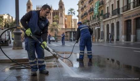 Kommunalarbeiter reinigen öffentliche Flächen in Palma de Mallorca