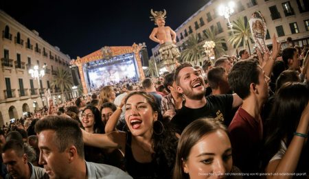 Festliche Menschenmenge bei Sant Sebastià Feier in Palma de Mallorca