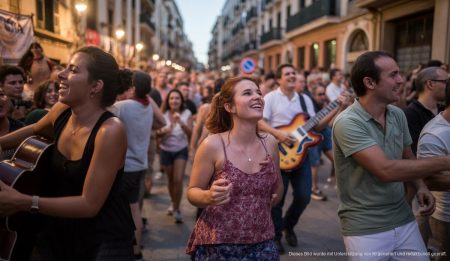 Festliche Szene beim Sant Sebastià Festival in Palma de Mallorca.