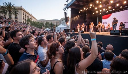 Sant Sebastià Festival in Palma de Mallorca mit Konzertbühne auf der Plaça d’Espanya