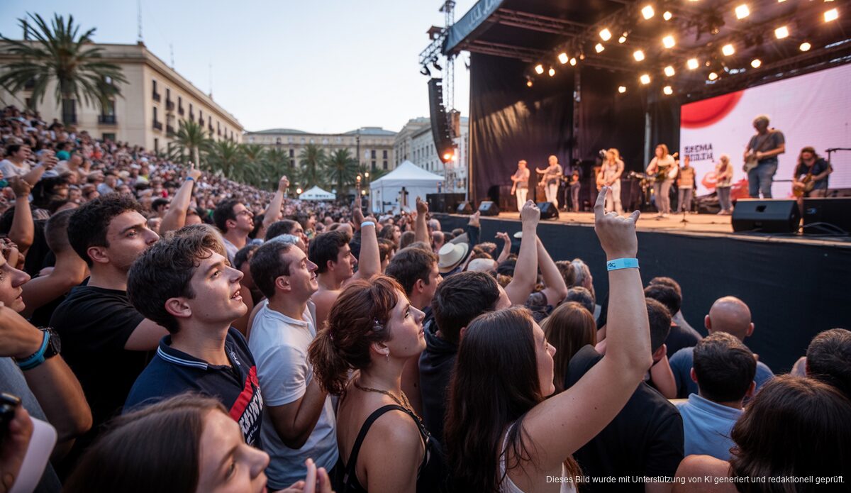 Sant Sebastià Festival in Palma de Mallorca mit Konzertbühne auf der Plaça d’Espanya