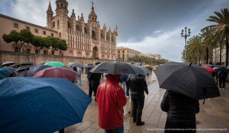 Sturmwarnung auf Mallorca: Unwetter beeinträchtigt Sant Sebastià Stürmisches Wetter über Palma de Mallorca während des Sant Sebastià Fests