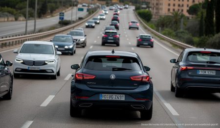 Autos auf Mallorca mit Fokus auf Hupeinsatz