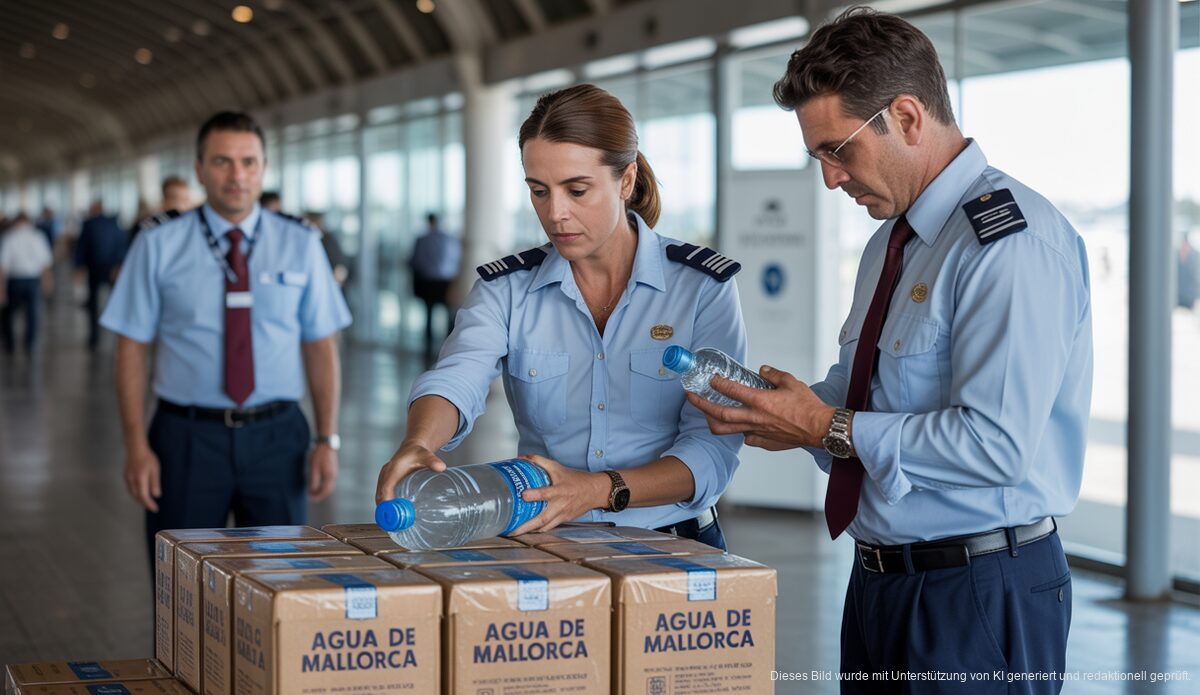 Inspektoren prüfen konfisziertes Wasser am Flughafen Palma