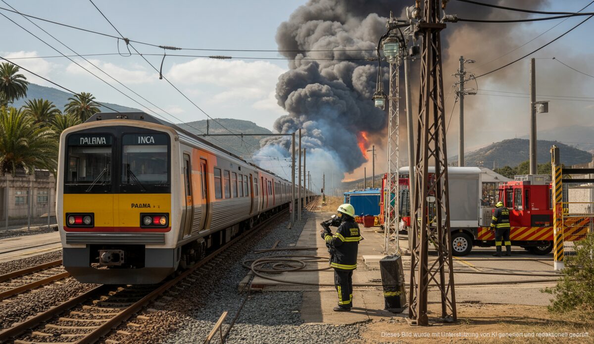 Zugverkehr in Mallorca durch Brand unterbrochen