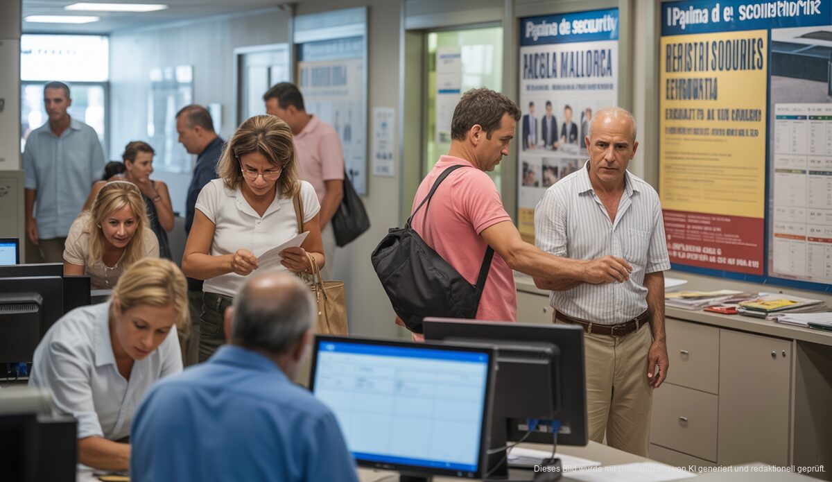Bürger registrieren sich in Palma de Mallorca für die Sozialversicherung