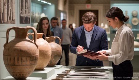 Museum von Mallorca zeigt riesigen archäologischen Fund Museumsmitarbeiter katalogisieren archäologische Funde in Mallorca.