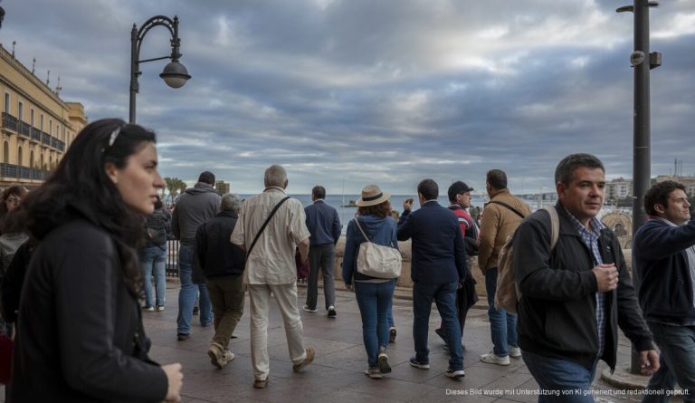 Milde Temperaturen und Bewölkung auf Mallorca am 17. Februar Bewölkter Himmel über Palma de Mallorca im Februar