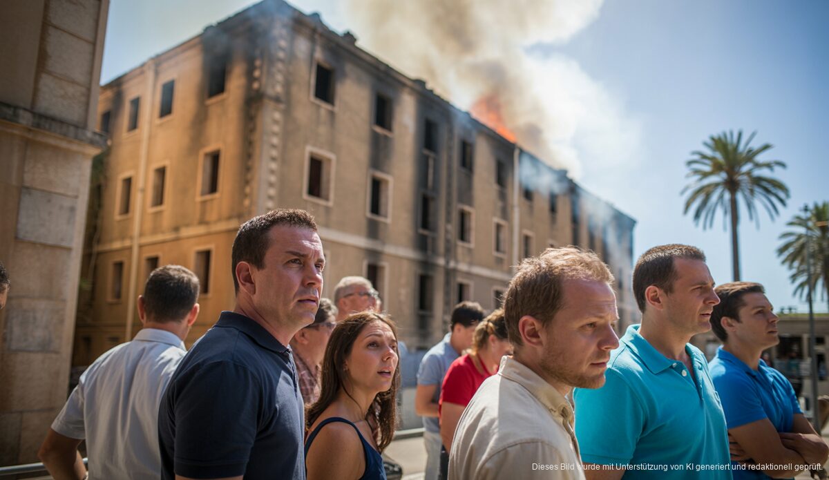 Alte Haftanstalt in Palma mit Rauch und Anwohnern