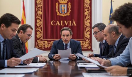 Bürgermeister Juan Antonio Amengual bei einer Besprechung im Rathaus von Calvià über den Verkauf von Wohnungen an das IBAVI.