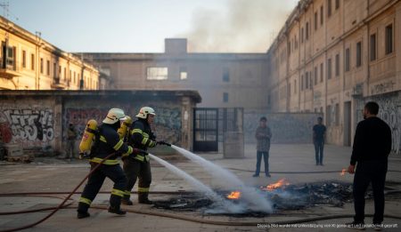 Erneutes Feuer in verlassener Haftanstalt auf Mallorca Feuerwehreinsatz in der alten Haftanstalt von Palma de Mallorca