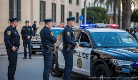 Mann wegen Kindesmissbrauchs in Palma vorläufig inhaftiert Polizei in Aktion vor einem Regierungsgebäude in Palma
