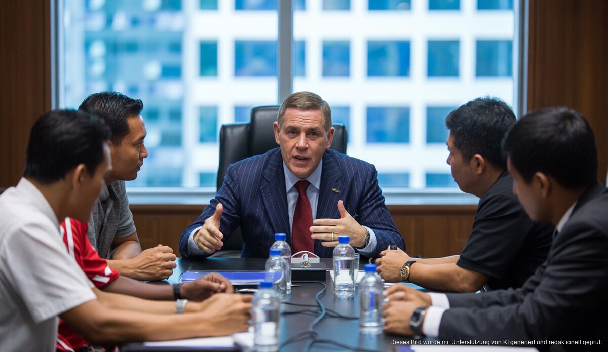 José Tirado bei einem Meeting mit indonesischen Fußballbeamten in Jakarta