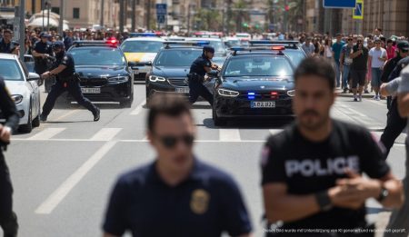 Straßenszene in Palma bei einer gefährlichen Polizei-Verfolgung