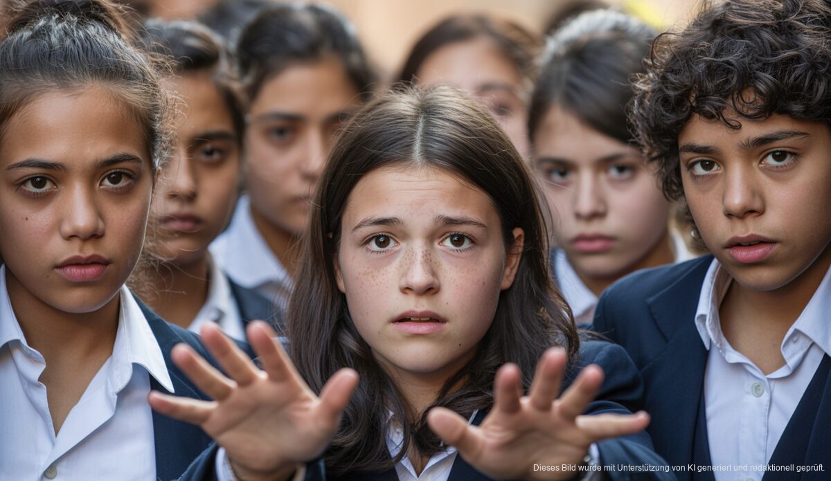 Jugendliche in somberer Schulhof-Situation in Mallorca