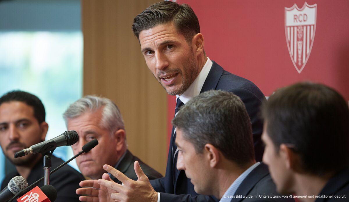 Demichelis übernimmt Traineramt bei RCD Mallorca Martín Demichelis bei seiner Vorstellung als neuer Trainer von RCD Mallorca