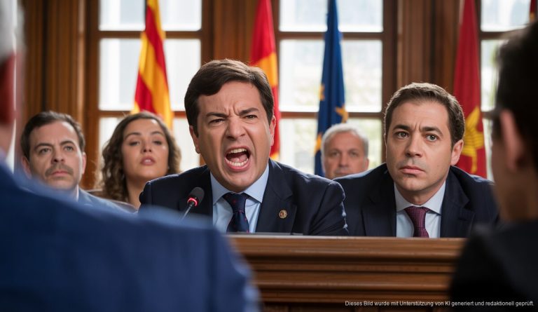 Politiker bei einer Debatte im Parlament von Mallorca