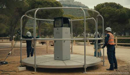Moderne Trainingsanlage für Polizeipferde im Park Castell de Bellver in Palma.