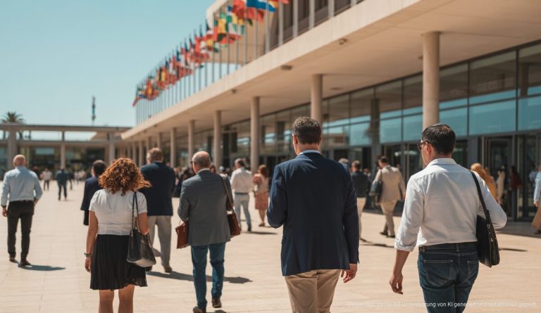 Palacio de Congresos Palma stärkt den MICE-Tourismus Palacio de Congresos in Palma de Mallorca mit internationalen Flaggen und Besuchern