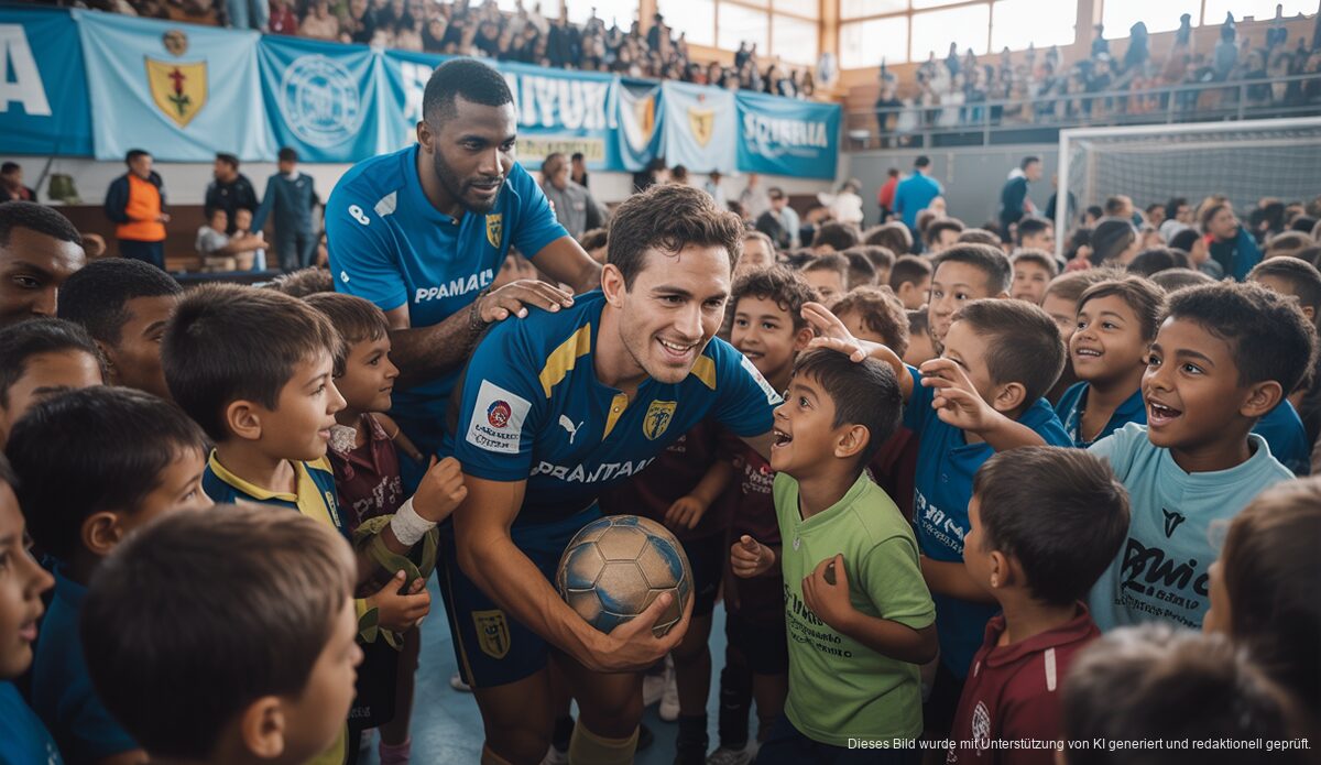 Schüler beim Futsal-Event mit Palma Futsal Team in Llucmajor