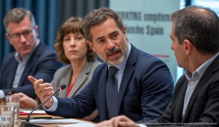 Jordi Mora fordert höhere Beihilfen für KMU auf Mallorca in einem professionellen Meeting.