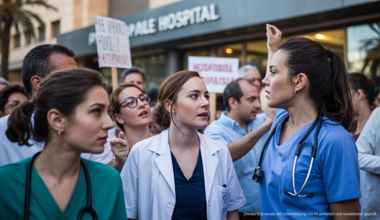 Harter Vorwurf: Sánchez verantwortlich für Ausfall von 7.600 Terminen auf den Balearen Ärzte-Protest vor einem Krankenhaus auf Mallorca