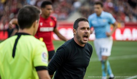 Mallorca verliert gegen Celta Vigo und Trainer kritisiert Schiedsrichterentscheidungen Mallorca-Trainer Jagoba Arrasate im Protest während eines Spiels gegen Celta Vigo