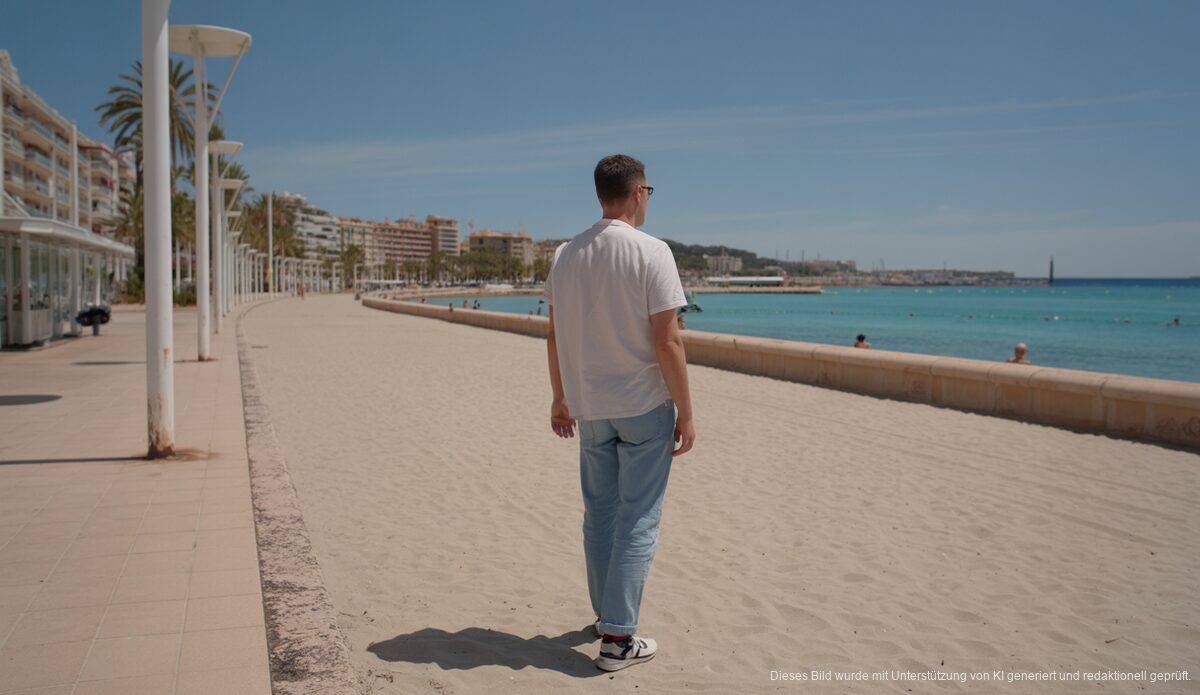 Sand bedeckte Flaniermeile an der Playa de Palma