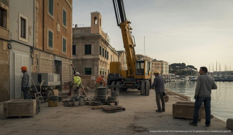 PortsIB investiert 1,4 Millionen Euro in Portocolom Bauarbeiten an den historischen Anlagen in Portocolom bei Sonnenaufgang