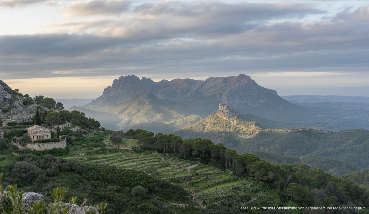 Neue Gesetze zum Schutz der Serra de Tramuntana vorgestellt Scenic view of the Serra de Tramuntana, UNESCO site in Mallorca.