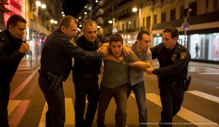 Polizeieinsatz in einer nächtlichen Stadtstraße von Palma