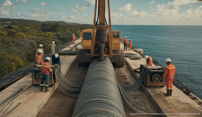 Neues Stromkabel stärkt Energiesicherheit zwischen Mallorca und Menorca Bauwerk für ein Stromkabel zwischen Mallorca und Menorca am Küstenabschnitt