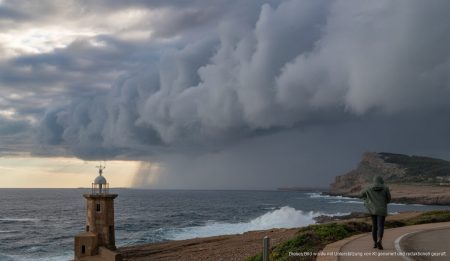 Bedrohlicher Sturm zieht über die Küste von Mallorca hinweg