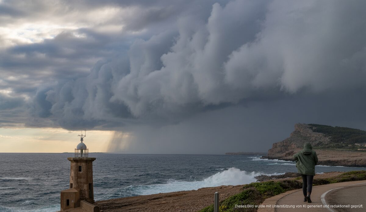 Bedrohlicher Sturm zieht über die Küste von Mallorca hinweg