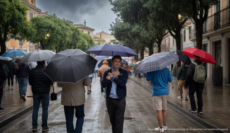 Stürmisches Wetter auf Mallorca mit Regen und Wind in Sóller.