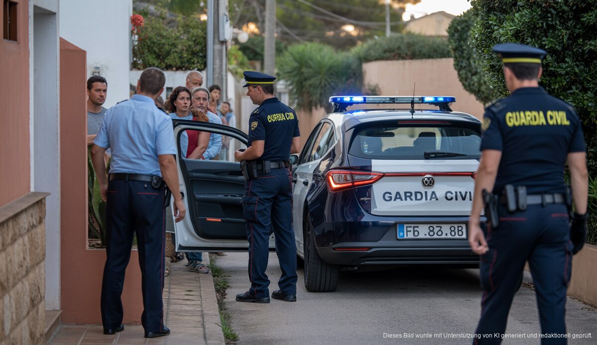 Tragisches Ereignis auf Mallorca: Mutter und Sohn tot aufgefunden Szene in Portocolom, Mallorca, mit Polizeiaktion vor Wohnhaus.