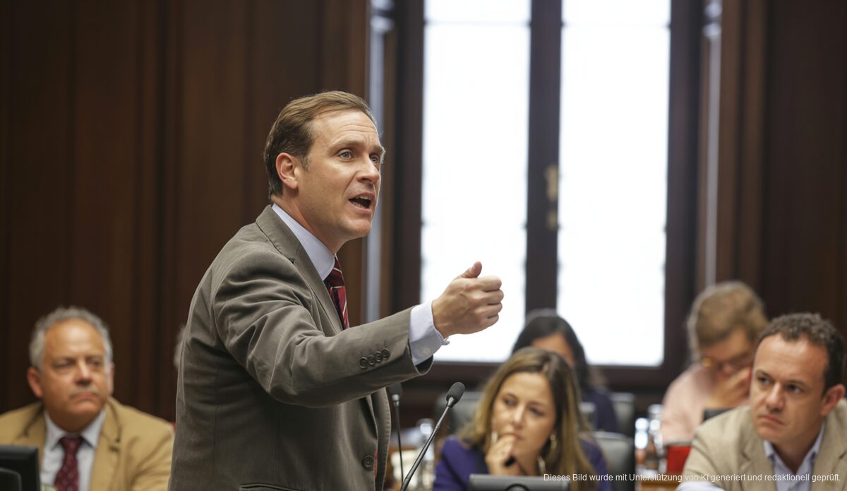 Politiker spricht in einem Ratsaal