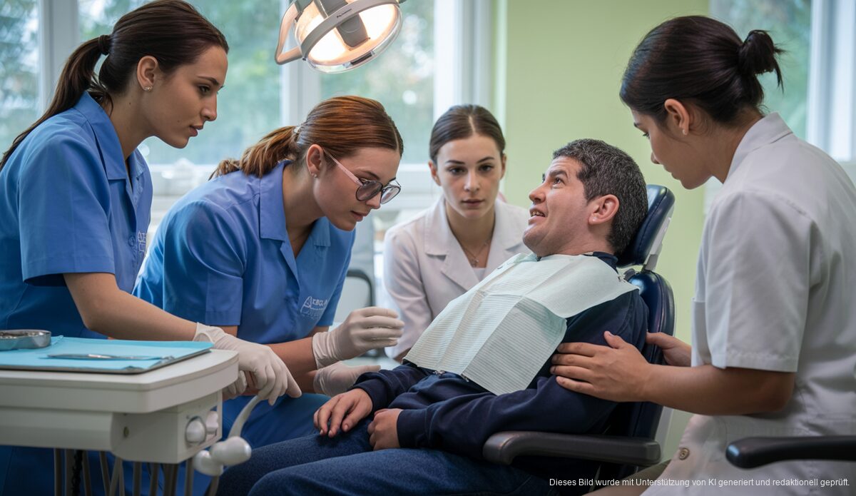 Zahnmedizinstudenten der ADEMA betreuen besondere Patienten in Inca.