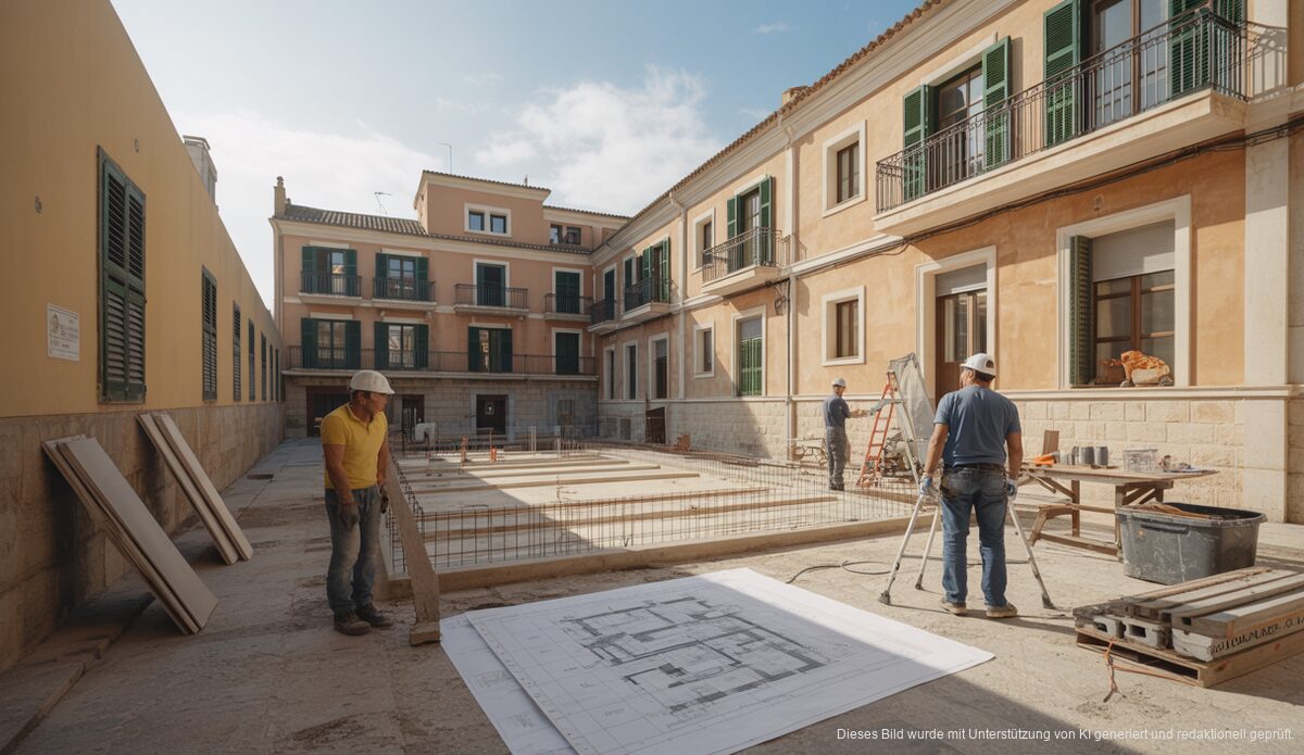 Bauarbeiten an einer Seniorenresidenz in Alcúdia