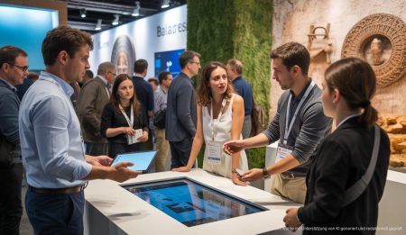 Baleares setzt auf Kultur und Innovation: Mallorca auf der ITB Berlin Kultureller Ausstellungsstand der Baleares auf der ITB Berlin mit Besuchern