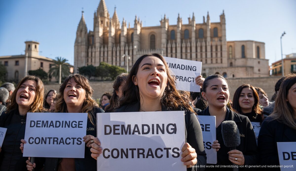 Protest von Bildungsassistenten vor der Kathedrale von Palma de Mallorca