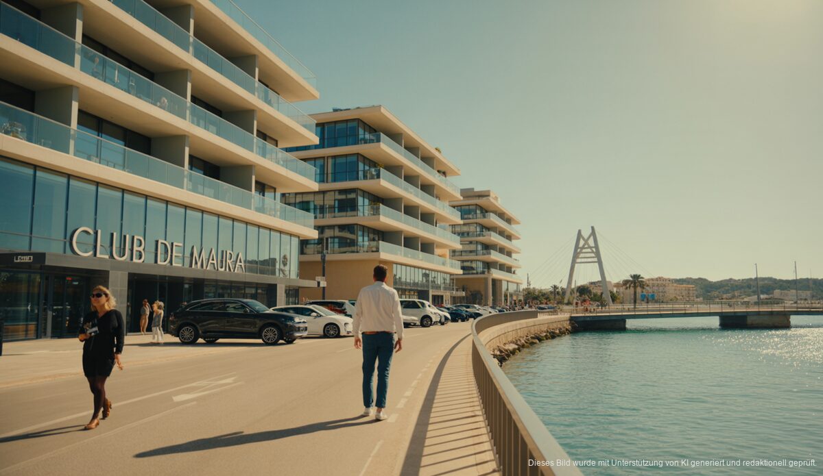 Club de Mar Palma: Ein neuer Treffpunkt für Luxus und Freizeit Moderne Architektur des Club de Mar in Palma de Mallorca mit Blick auf den Hafen.