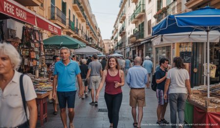 Einzelhandel in Palma: Herausforderungen und Entwicklungen Einzelhandel in Palma de Mallorca, lebendige Straßenszene im Viertel Pere Garau