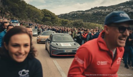 eMallorca Experience fördert nachhaltige Innovationen auf Mallorca Eine Szene der Eco Rallye Mallorca in Inca mit Elektromobilität im Mittelpunkt