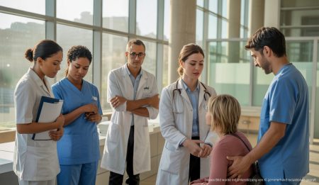 Ärzte und Patienten in einer Gesundheitsklinik auf Mallorca