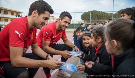 Foto von Javi Llabrés und Toni Lato beim Schulbesuch auf Mallorca