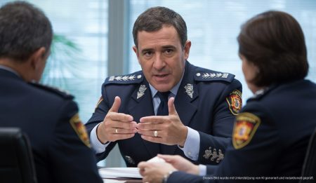 José Luis Santafé im Gespräch mit Kollegen als neuer Direktor der spanischen Polizei.