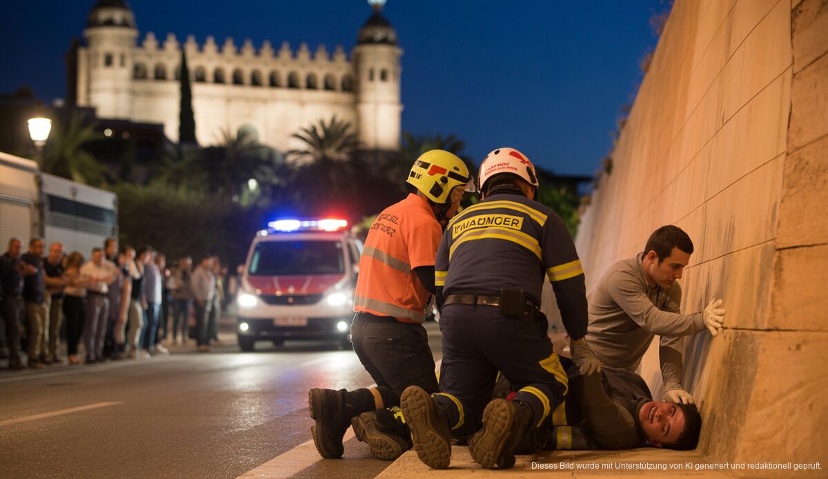 Notfallrettung in Palma de Mallorca nach schwerem Sturz in der Nacht