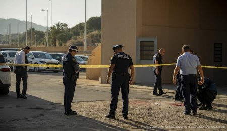 Toter junger Mann nahe Estadio Balear in Palma gefunden Polizisten und Sanitäter an einem abgesperrten Parkplatz nahe Estadio Balear
