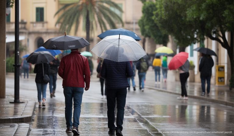 Leichter Regen und milde Temperaturen auf Mallorca im Frühling.